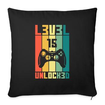 Level 15 Unlocked Gambler 15 Birthday Gift - Sofa pillowcase 17,3'' x 17,3'' (45 x 45 cm) - black - Front