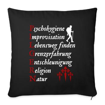 Pilgern Definition Jakobsweg Pilger Jakobskreuz - Sofakissenbezug 45 x 45 cm - Schwarz - Vorne