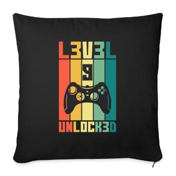Level 9 Unlocked Zocker 9 Birthday Gift - Sofa pillowcase 17,3'' x 17,3'' (45 x 45 cm) - black - Front