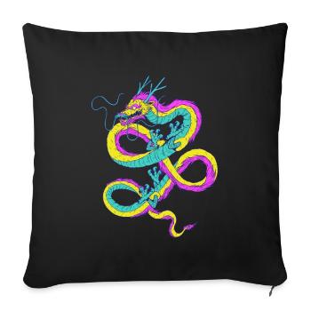 Pansexuel Dragon Pan Pride Drapeau Pansexualité - Housse de coussin décorative 45 x 45 cm - noir - Devant