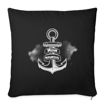 North Sea coast Moin Horumersiel with anchor holiday - Sofa pillowcase 17,3'' x 17,3'' (45 x 45 cm) - black - Front
