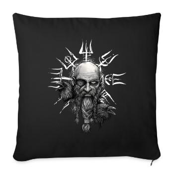 Vegvisir Odin avec Hugin et Munin - Vikings - Housse de coussin décorative 45 x 45 cm - noir - Devant
