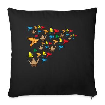 Japanese birds Design for a Happy man or woman - Sofa pillowcase 17,3'' x 17,3'' (45 x 45 cm) - black - Front