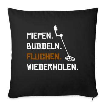 Sondler mit Metalldetektor Sondengänger Geschenk - Sofakissenbezug 45 x 45 cm - Schwarz - Vorne