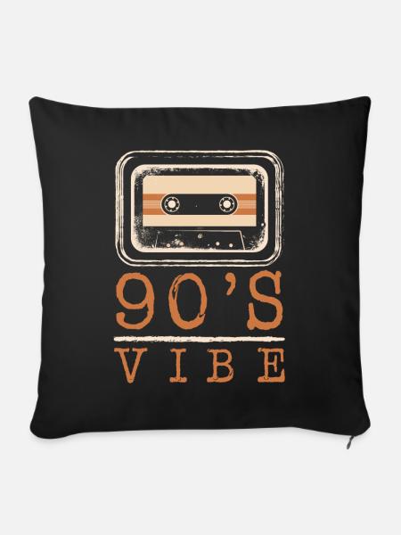 90er Vibe Tonband Vintage alte Schule Retro Disco - Sofakissenbezug 45 x 45 cm - Schwarz