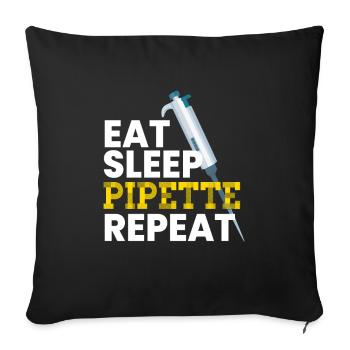 Eat Sleep Pipette Repeat Microbiologie - Housse de coussin décorative 45 x 45 cm - noir - Devant