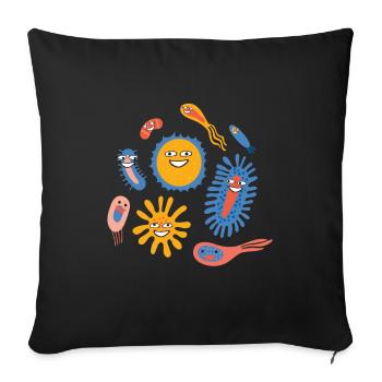 Drôles de bactéries Chimie Microbiologie - Housse de coussin décorative 45 x 45 cm - noir - Devant