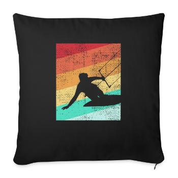 Kitesurfer kite kiteboard kitesurfing - Housse de coussin décorative 45 x 45 cm - noir - Devant