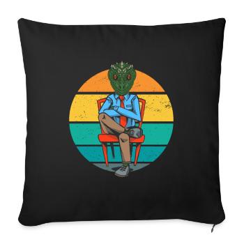 Reptiloid lézards Conspiration extraterrestre - Housse de coussin décorative 45 x 45 cm - noir - Devant