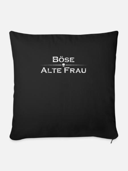 Totenkopf - Böse alte Frau - Sofakissenbezug 45 x 45 cm - Schwarz
