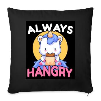 Always Hangry Sweet Unicorn Hungry Gift - Sofa pillowcase 17,3'' x 17,3'' (45 x 45 cm) - black - Front