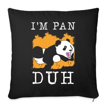 Je suis Pan Duh en noir et blanc Sport Ours Panda - Housse de coussin décorative 45 x 45 cm - noir - Devant