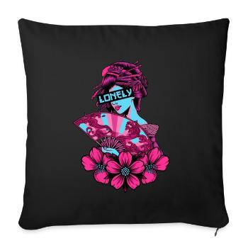 Geisha Lonely Soft Grunge Vaporwave Gift - Sofa pillowcase 17,3'' x 17,3'' (45 x 45 cm) - black - Front