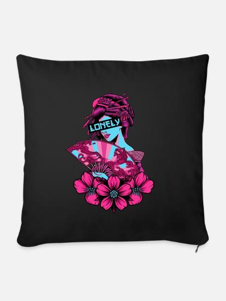 Geisha Lonely Soft Grunge Vaporwave Geschenk - Sofakissenbezug 45 x 45 cm - Schwarz