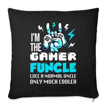 Je suis le cadeau de l'oncle Gamer Funcle Gamer - Housse de coussin décorative 45 x 45 cm - noir - Devant
