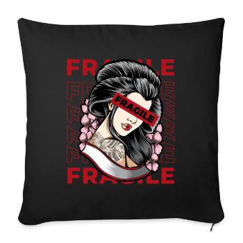 Geisha Fragile Grunge Japanese Aesthetic Gift - Sofa pillowcase 17,3'' x 17,3'' (45 x 45 cm) - black - Front