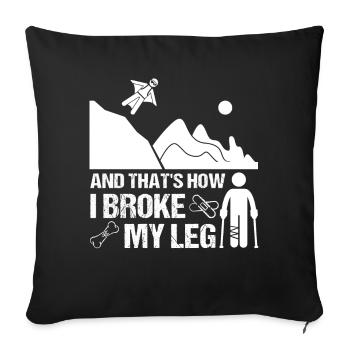 Wingsuit jambe cassée jambe fracture cadeau enfant - Housse de coussin décorative 45 x 45 cm - noir - Devant
