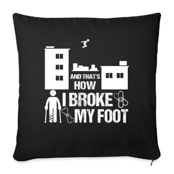 Pied Cassé fracture du pied cadeau enfant Parkour - Housse de coussin décorative 45 x 45 cm - noir - Devant