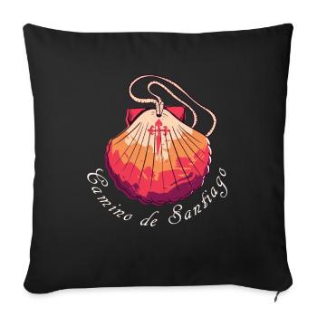 Camino de Santiago Pèlerinage pèlerin - Housse de coussin décorative 45 x 45 cm - noir - Devant