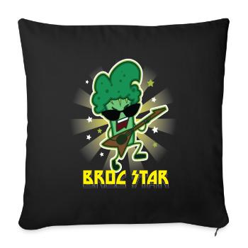 Broc Star Vegan Légumes végétaliens - Housse de coussin décorative 45 x 45 cm - noir - Devant