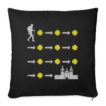 Camino de Santiago Pèlerinage pèlerin - Housse de coussin décorative 45 x 45 cm - noir - Devant