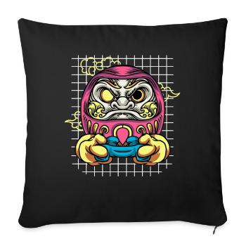 Japanese Daruma Doll Video Gamer Gaming Clothes - Sofa pillowcase 17,3'' x 17,3'' (45 x 45 cm) - black - Front