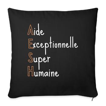 AESH Aide Exceptionnelle Super Humaine - Housse de coussin décorative 45 x 45 cm - noir - Devant