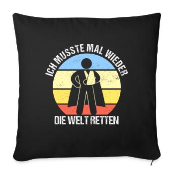Welt Retten Superheld Armbruch Arm Gebrochen Kind - Sofakissenbezug 45 x 45 cm - Schwarz - Vorne