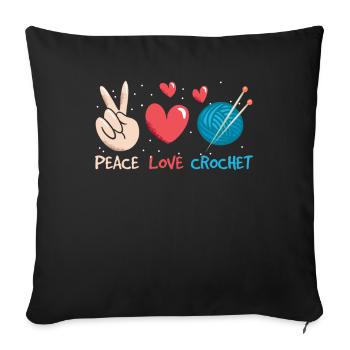 Love Peace Crochet Love Knitting Crochet Work - Sofa pillowcase 17,3'' x 17,3'' (45 x 45 cm) - black - Front