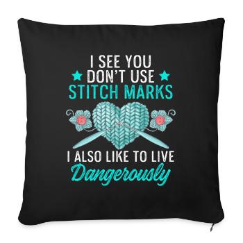 Stitch Marks Knitting Knitting Needles Crochet Girls - Sofa pillowcase 17,3'' x 17,3'' (45 x 45 cm) - black - Front
