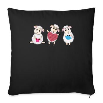 Mignon laine de mouton Tricot crochet fils - Housse de coussin décorative 45 x 45 cm - noir - Devant