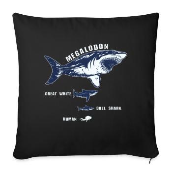 Requin requin de requin de megalodon requin blanc plongeur - Housse de coussin décorative 45 x 45 cm - noir - Devant