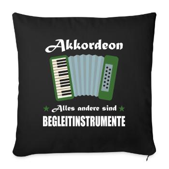 Akkordeon Geschenk Steirische Ziehharmonika - Sofakissenbezug 45 x 45 cm - Schwarz - Vorne