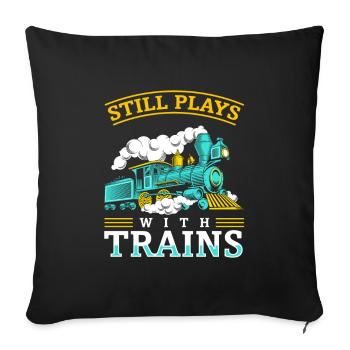 Still Plays With Trains Modeleisenbahn - Housse de coussin décorative 45 x 45 cm - noir - Devant