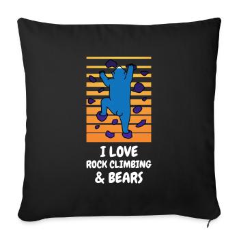 I Love Rock Climbing & Bears Drôle ours Climber - Housse de coussin décorative 45 x 45 cm - noir - Devant