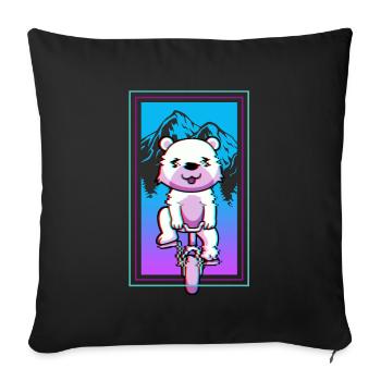 Bear Biker Riding A Bicycle Mountain Bike Kawaii - Sofa pillowcase 17,3'' x 17,3'' (45 x 45 cm) - black - Front