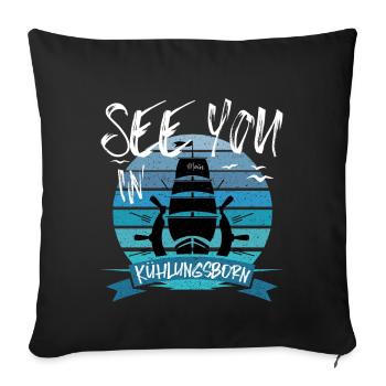 Kühlungsborn ship Baltic Sea coast island boat - Sofa pillowcase 17,3'' x 17,3'' (45 x 45 cm) - black - Front