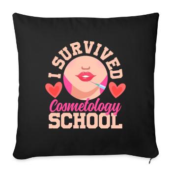 I Survived Cosmetology School Beauté - Housse de coussin décorative 45 x 45 cm - noir - Devant