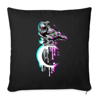 Tarot Card Crow Moon Vaporwave Occult Raven Goth - Sofa pillowcase 17,3'' x 17,3'' (45 x 45 cm) - black - Front