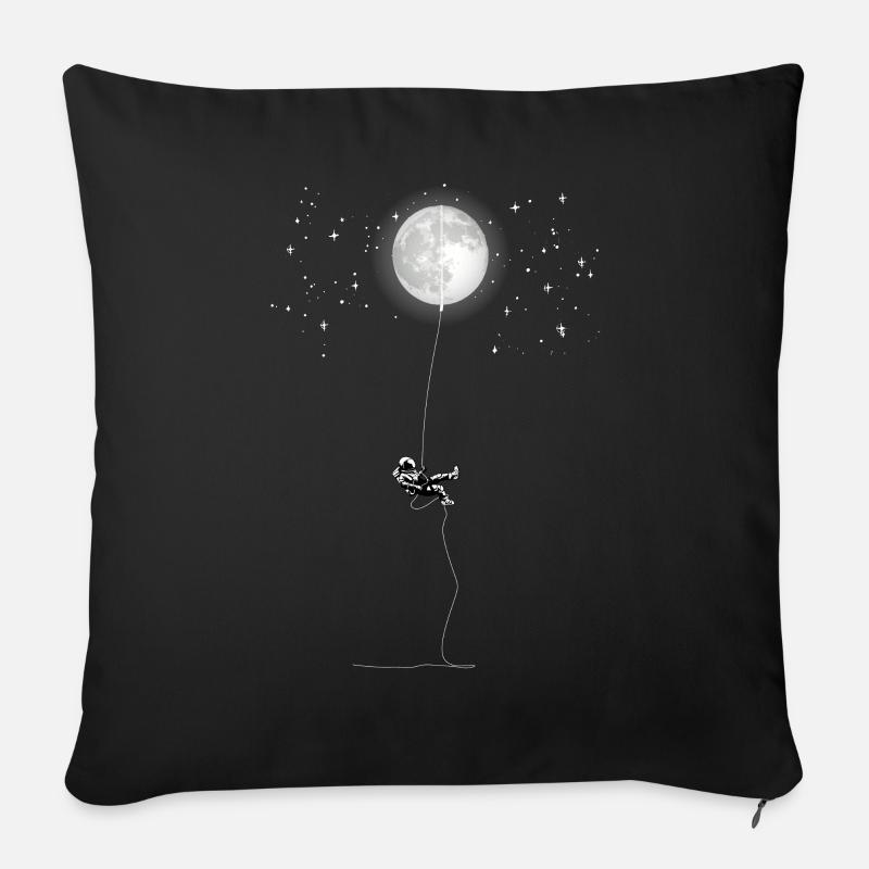 Astronaut Mond Klettern Universum Planeten Rakete - Sofakissenbezug 45 x 45 cm - Schwarz