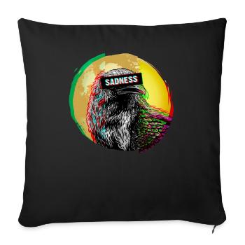 Raven Vaporwave Sadness Sad Black Crow Bird Lover - Sofa pillowcase 17,3'' x 17,3'' (45 x 45 cm) - black - Front