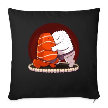 Japanese Sumo Sushi Salmon Hug Maki Nigiri Sashimi - Sofa pillowcase 17,3'' x 17,3'' (45 x 45 cm) - black - Front