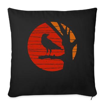 Raven Retro Bird Aesthetic Silhouette Black Crow - Sofa pillowcase 17,3'' x 17,3'' (45 x 45 cm) - black - Front