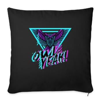 Owl Yeah Neon Retro 80s Vogel Süß - Sofakissenbezug 45 x 45 cm - Schwarz - Vorne