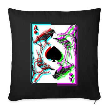 Crow And The Ace Of Spade Occult Death Raven - Sofa pillowcase 17,3'' x 17,3'' (45 x 45 cm) - black - Front