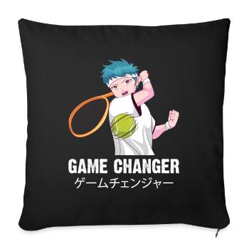 Tennis Anime Boy Husbando Game Changer Kanji Weeb - Sofa pillowcase 17,3'' x 17,3'' (45 x 45 cm) - black - Front