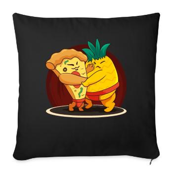 Drôle japonais Sumo Ananas Hawaiian Pizza Amer - Housse de coussin décorative 45 x 45 cm - noir - Devant