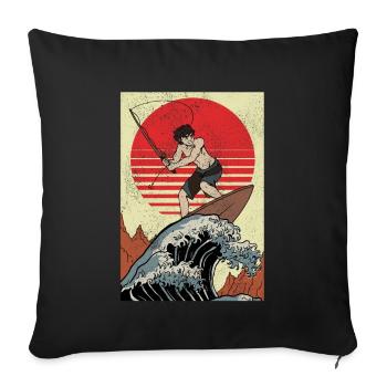 Surfer Anime Boy Fishing Kanagawa Fishermen - Sofa pillowcase 17,3'' x 17,3'' (45 x 45 cm) - black - Front