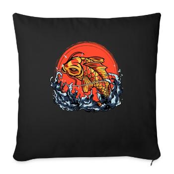 Japanisch Angeln Koi Fish Karpfen Japan Fischer - Sofakissenbezug 45 x 45 cm - Schwarz - Vorne