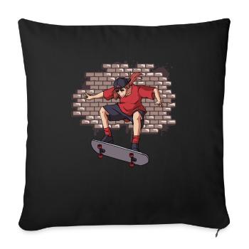 Skater Anime Girl Skateboarding Aesthetic Weeb - Sofakissenbezug 45 x 45 cm - Schwarz - Vorne